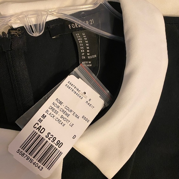 Forever 21 White-Collared Black Long-sleeve dress - Picture 3 of 4